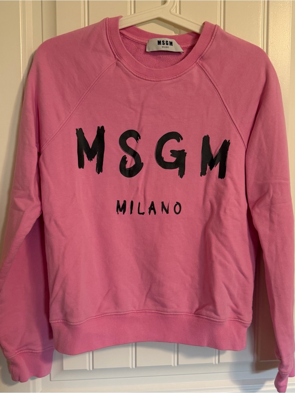 MSGM Pink Crewneck Sweatshirt with Milano Label